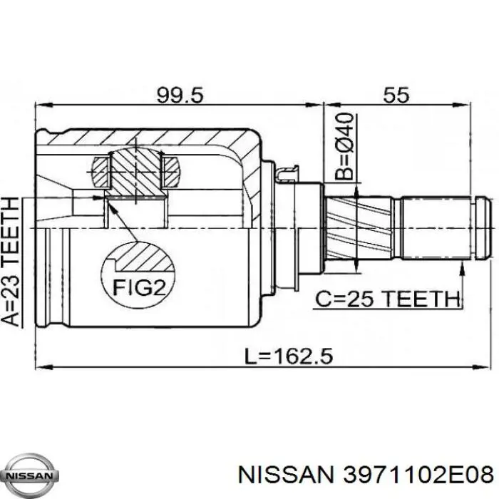 3971102E08 Nissan junta homocinética interior delantera