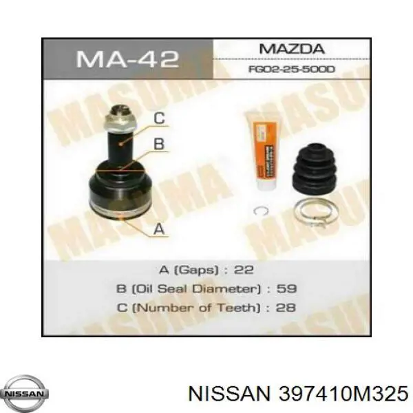 397410M325 Nissan fuelle, árbol de transmisión delantero interior