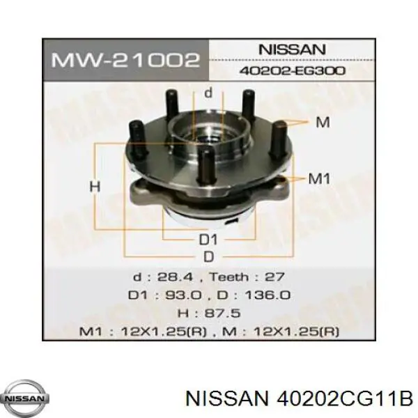 40202CG11B Nissan cubo de rueda delantero