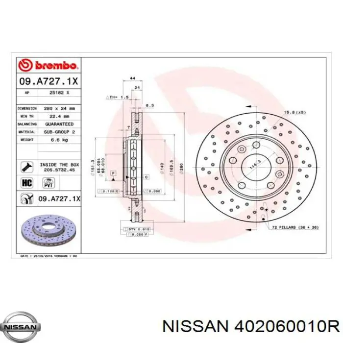 402060010R Nissan freno de disco delantero