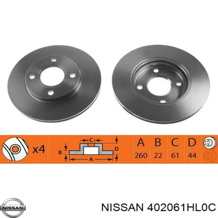 402061HL0C Nissan freno de disco delantero