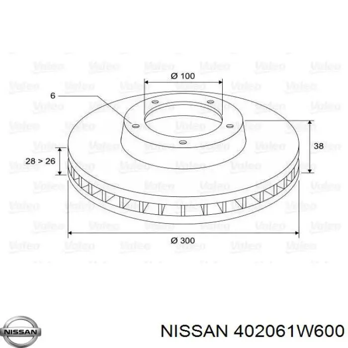 402061W600 Nissan freno de disco delantero