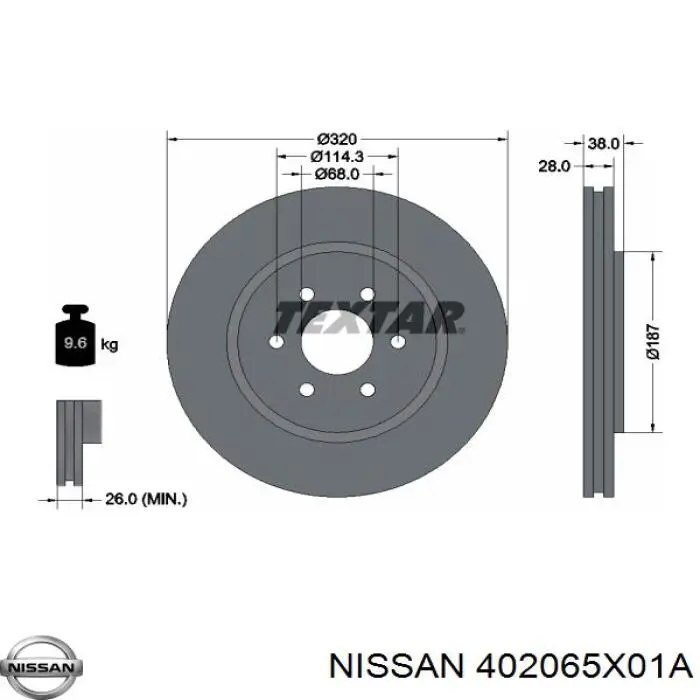 402065X01A Nissan freno de disco delantero