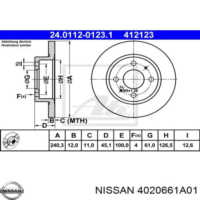 4020661A01 Nissan freno de disco delantero