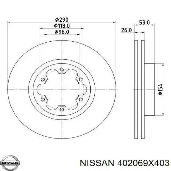 402069X403 Nissan freno de disco delantero