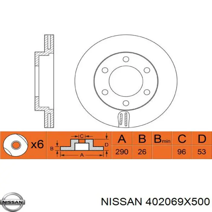 402069X500 Nissan freno de disco delantero