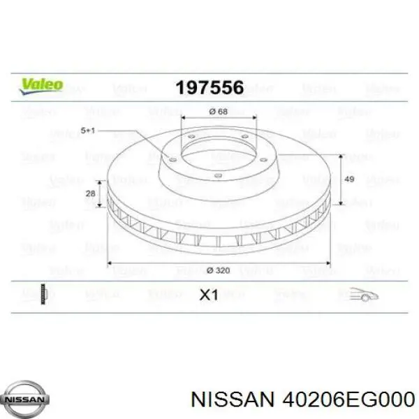 40206EG000 Nissan freno de disco delantero