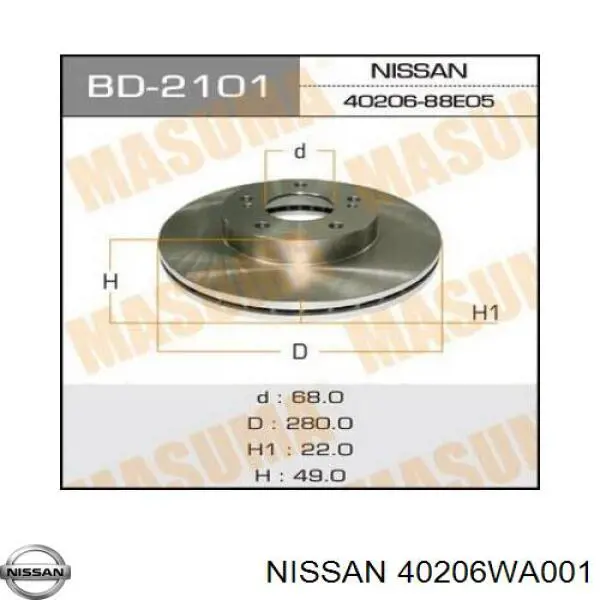 40206WA001 Nissan freno de disco delantero