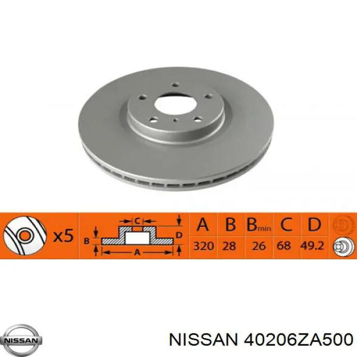 40206ZA500 Nissan freno de disco delantero