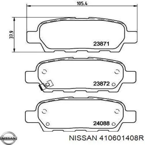 410601408R Nissan pastillas de freno traseras