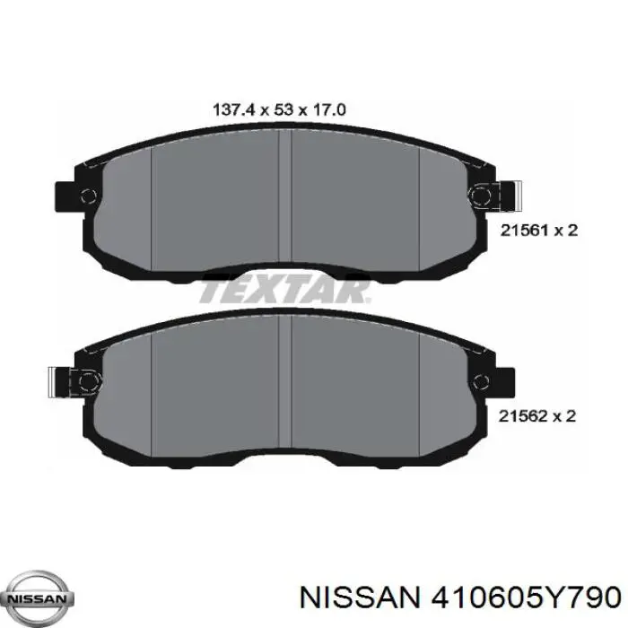 410605Y790 Nissan pastillas de freno delanteras