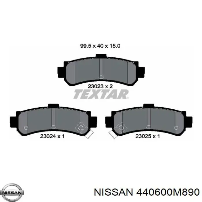 440600M890 Nissan pastillas de freno traseras