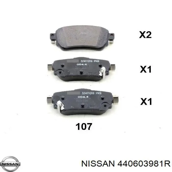 440603981R Nissan pastillas de freno traseras