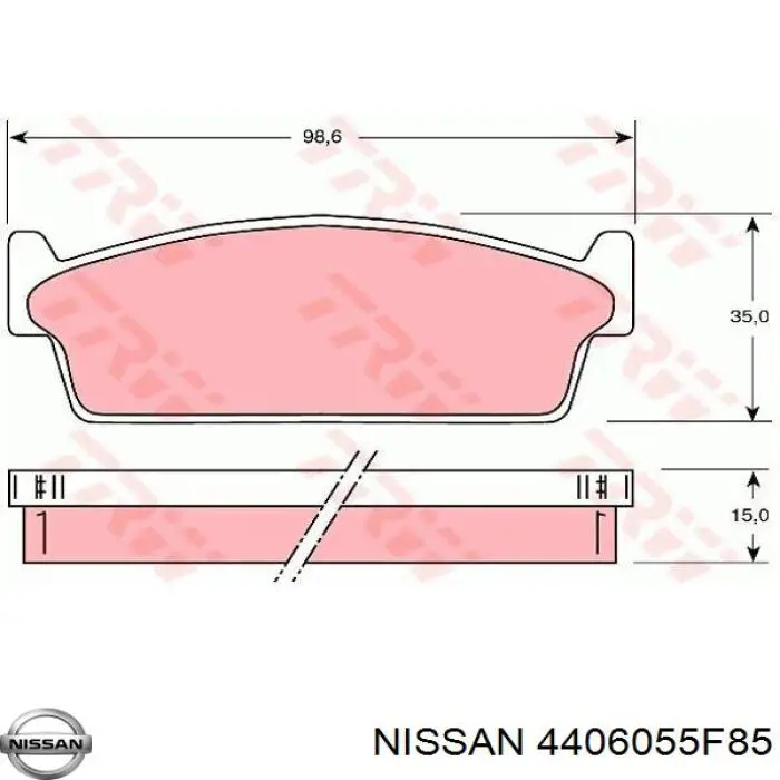 4406055F85 Nissan pastillas de freno traseras