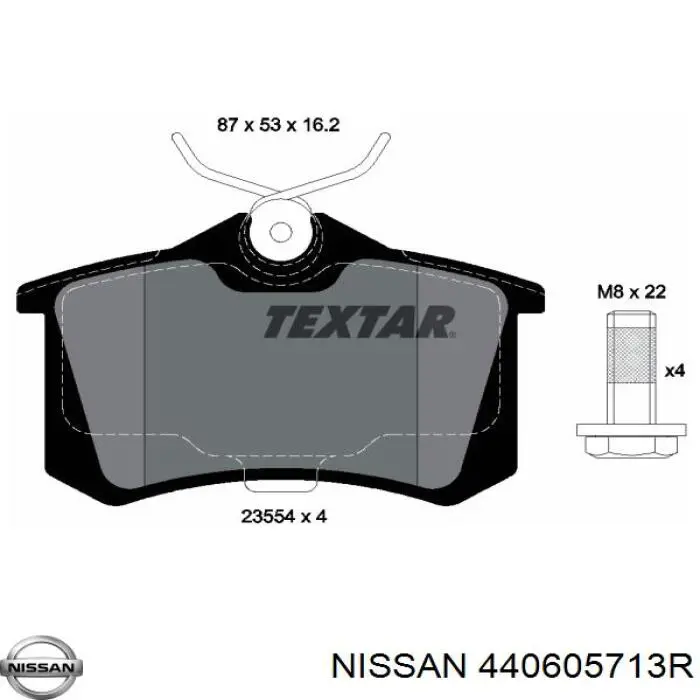 440605713R Nissan pastillas de freno traseras