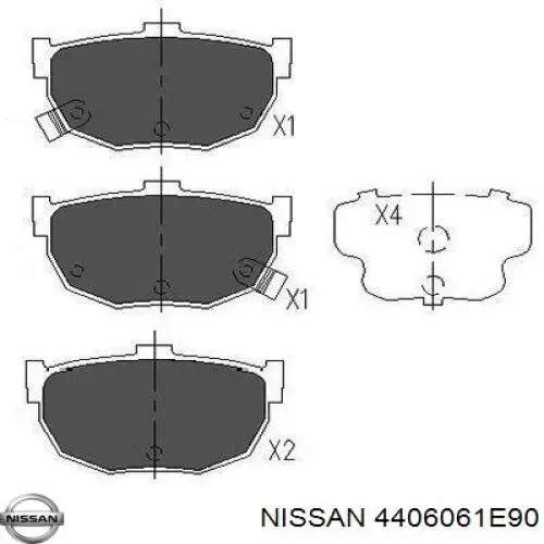 4406061E90 Nissan pastillas de freno traseras