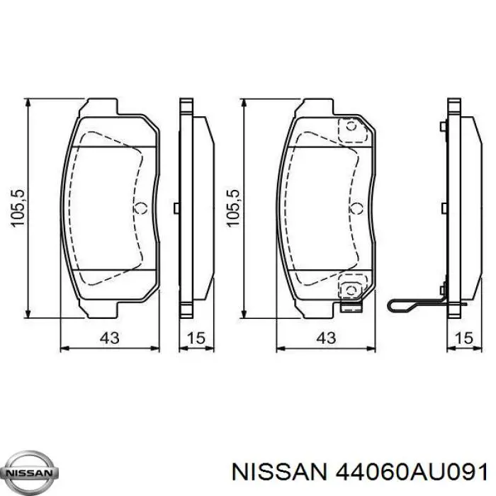 44060AU091 Nissan pastillas de freno traseras