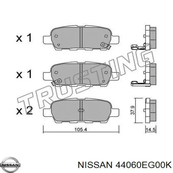 44060EG00K Nissan pastillas de freno traseras