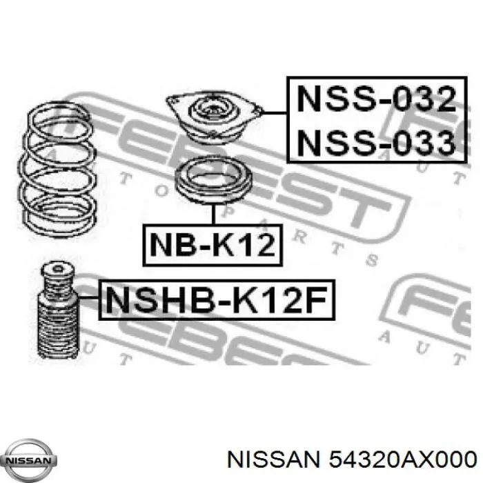 54320AX000 Nissan soporte amortiguador delantero derecho