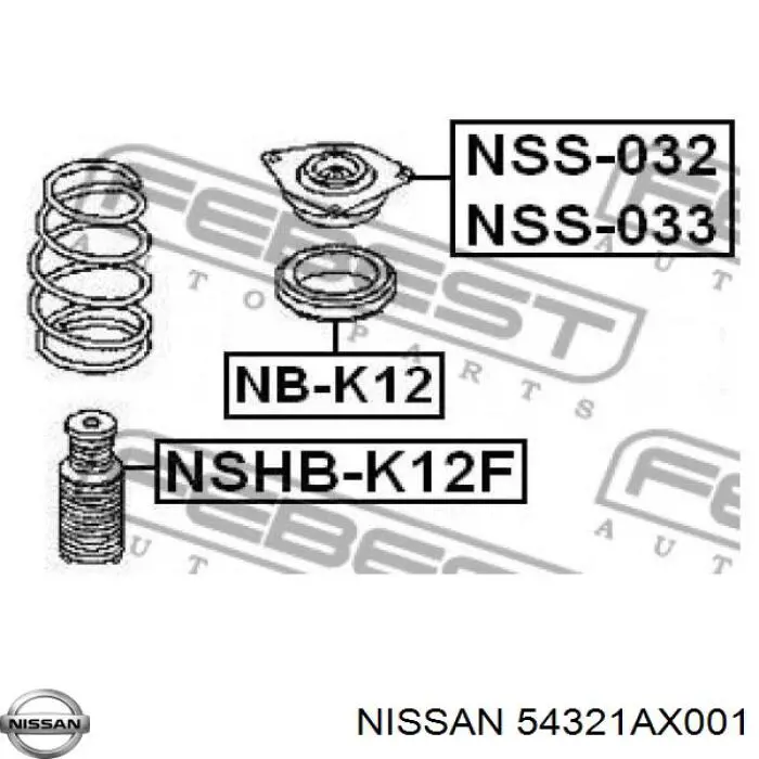 54321AX001 Nissan soporte amortiguador delantero izquierdo