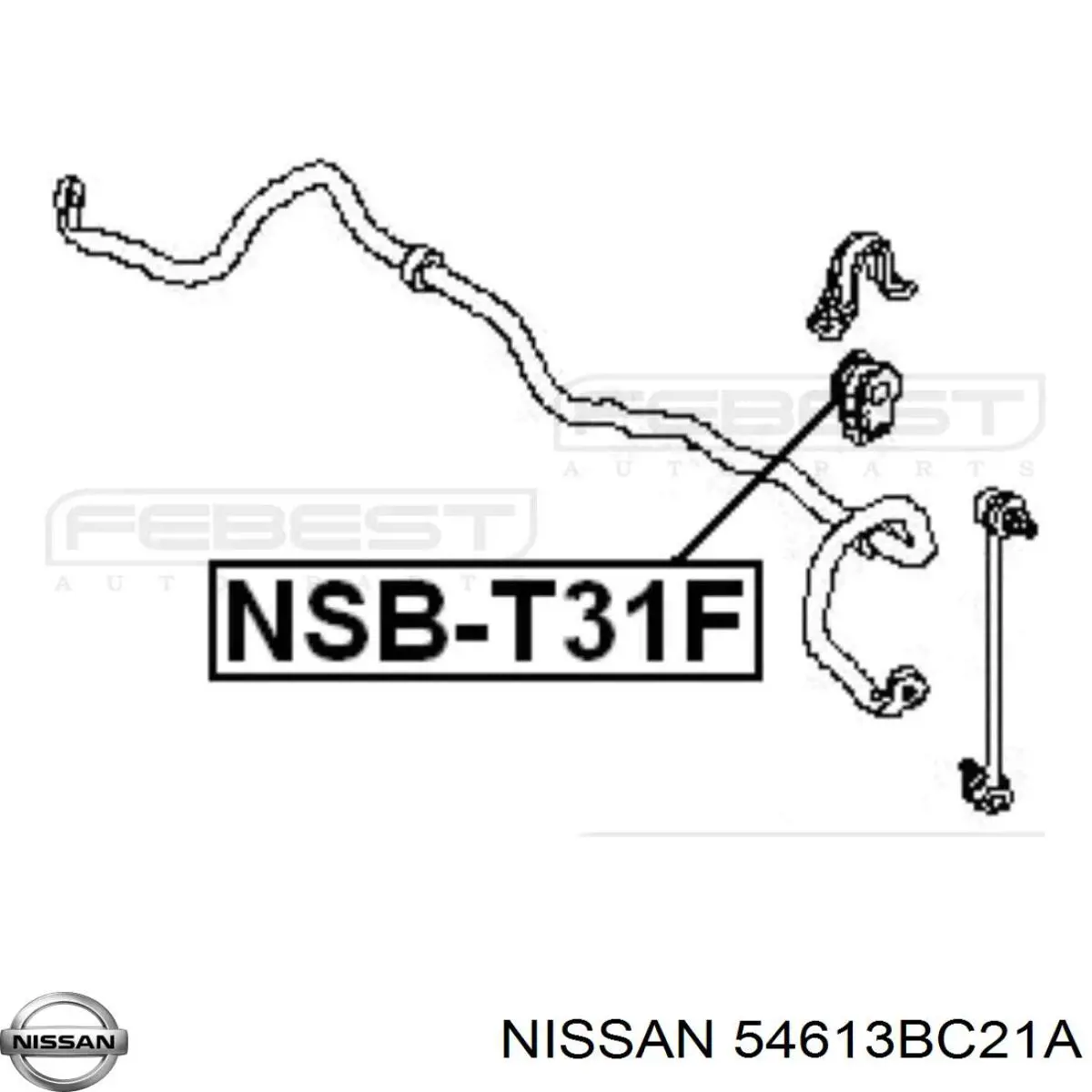 54613BC21A Nissan casquillo de barra estabilizadora delantera