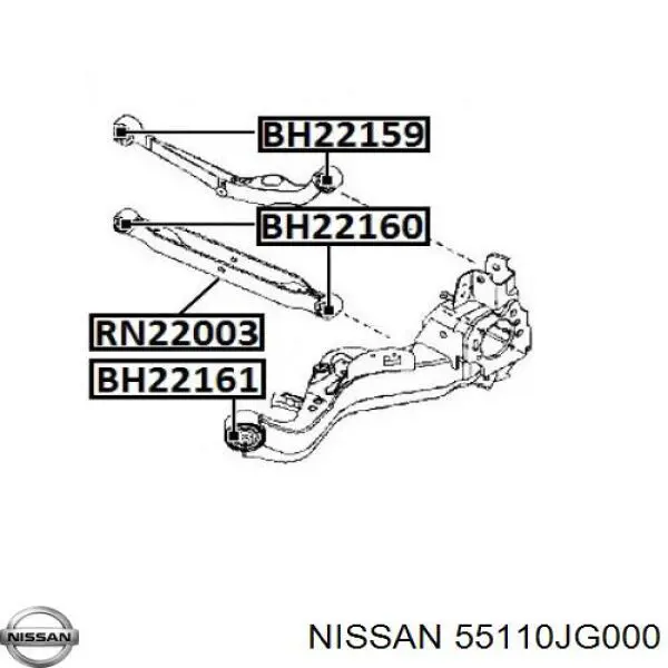 55110JG000 Nissan brazo suspension (control trasero inferior derecho)