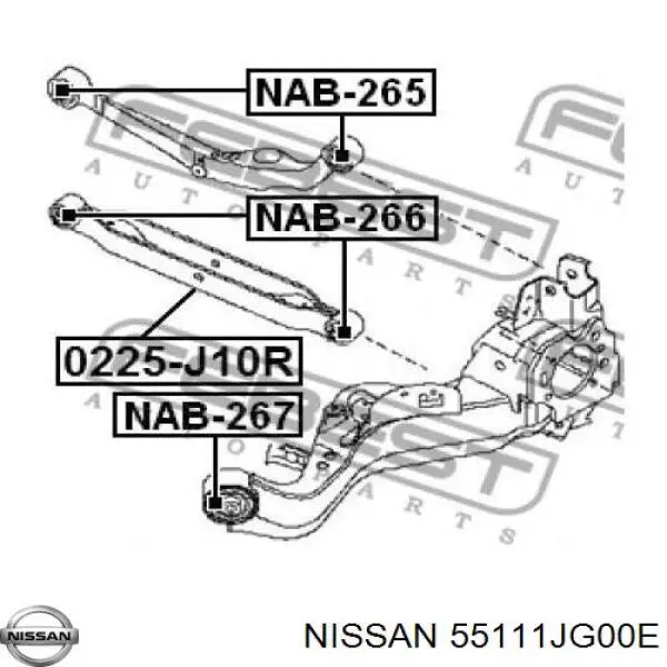 55111JG00E Nissan brazo suspension (control trasero inferior izquierdo)