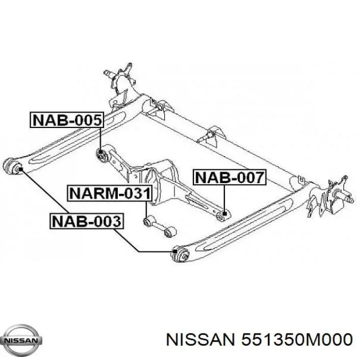 551350M000 Nissan suspensión, barra transversal trasera