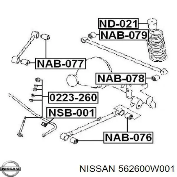 562600W001 Nissan soporte de barra estabilizadora trasera