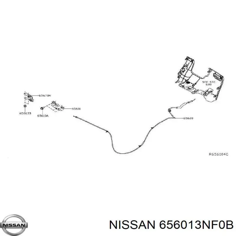 656013NF0B Nissan cerradura del capó de motor