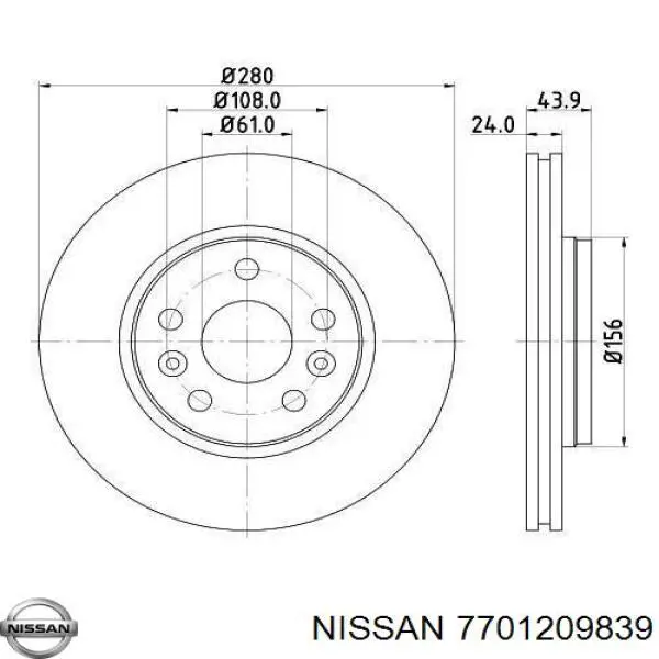 7701209839 Nissan freno de disco delantero