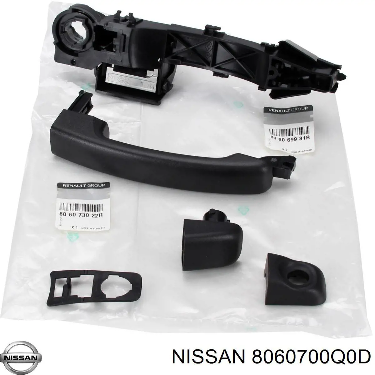 8060700Q0D Nissan tirador de puerta exterior delantero