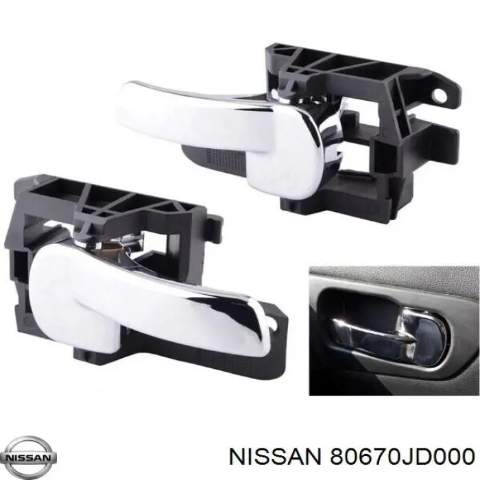 80670JD000 Nissan manecilla de puerta, equipamiento habitáculo, delantera derecha