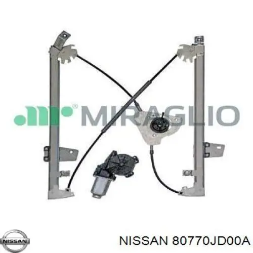 80770JD00A Nissan mecanismo de elevalunas, puerta delantera derecha