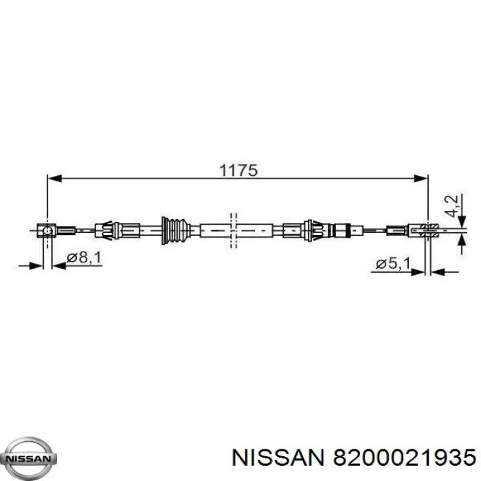 8200021935 Nissan cable de freno de mano delantero