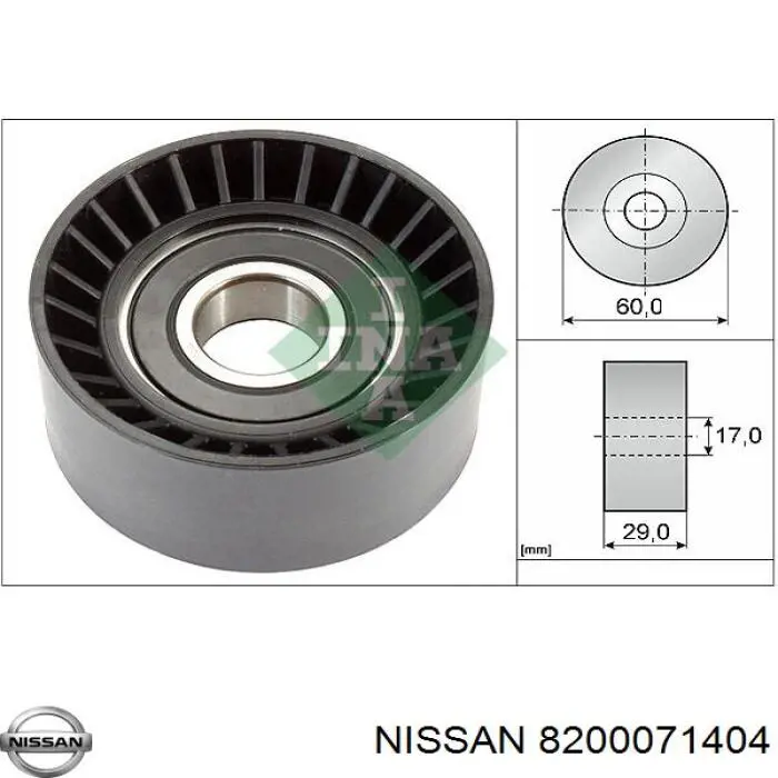 8200071404 Nissan polea inversión / guía, correa poli v