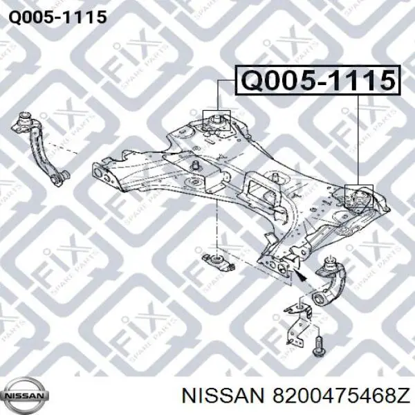 8200475468Z Nissan bloqueo silencioso (almohada De La Viga Delantera (Bastidor Auxiliar))