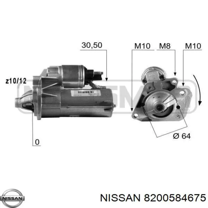 8200584675 Nissan motor de arranque