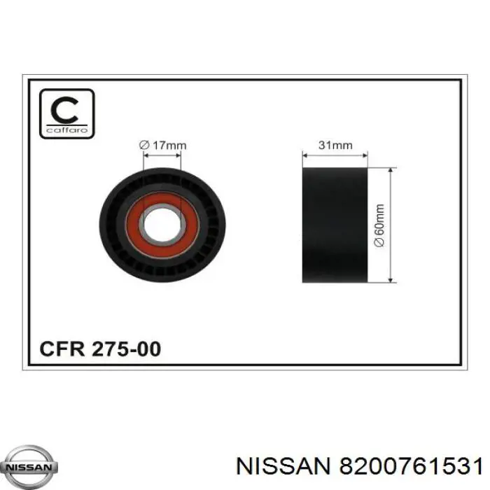 8200761531 Nissan tensor de correa, correa poli v