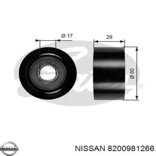 8200981266 Nissan polea inversión / guía, correa poli v