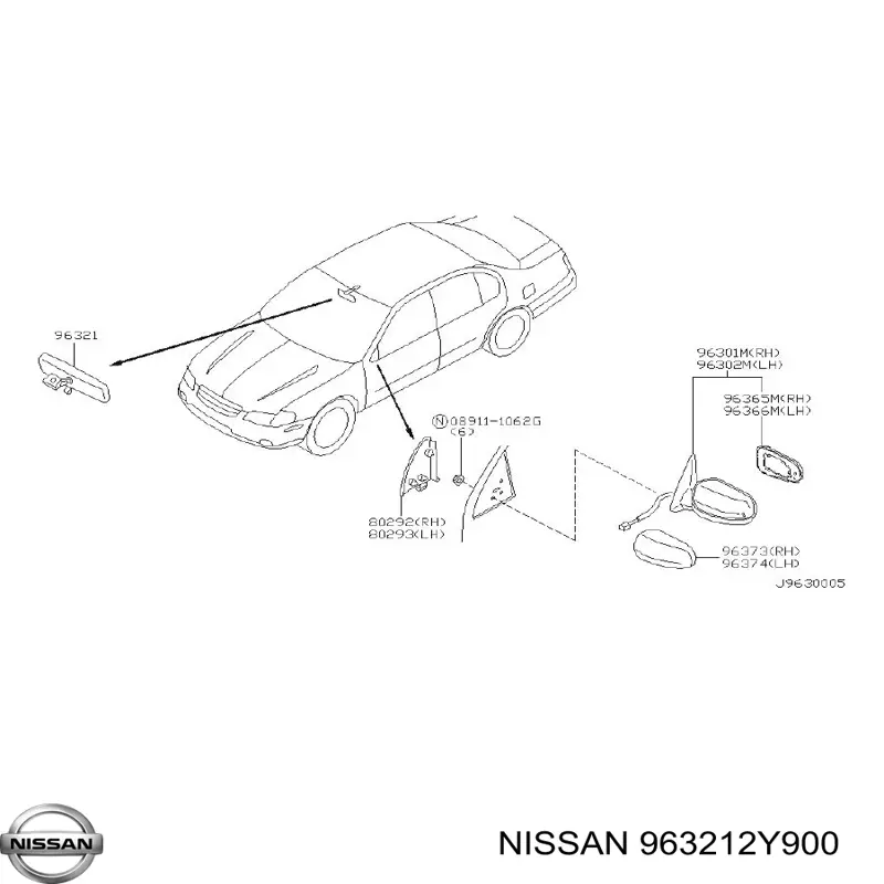  Retrovisor interior para Nissan Navara D40M