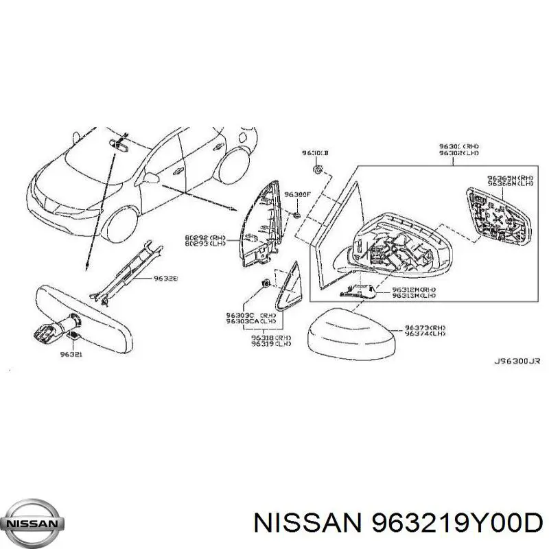 963219Y00D Nissan retrovisor interior