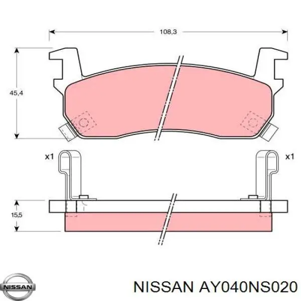 AY040NS020 Nissan pastillas de freno delanteras