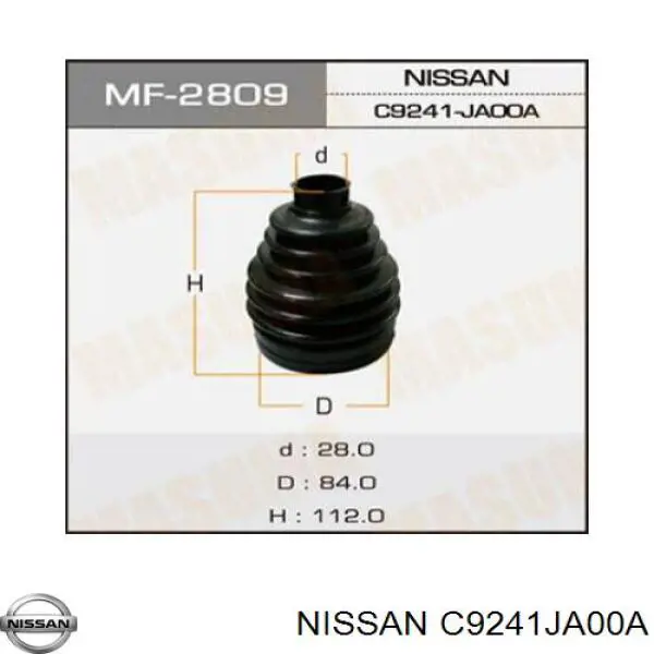 C9241JA00A Nissan fuelle, árbol de transmisión delantero exterior