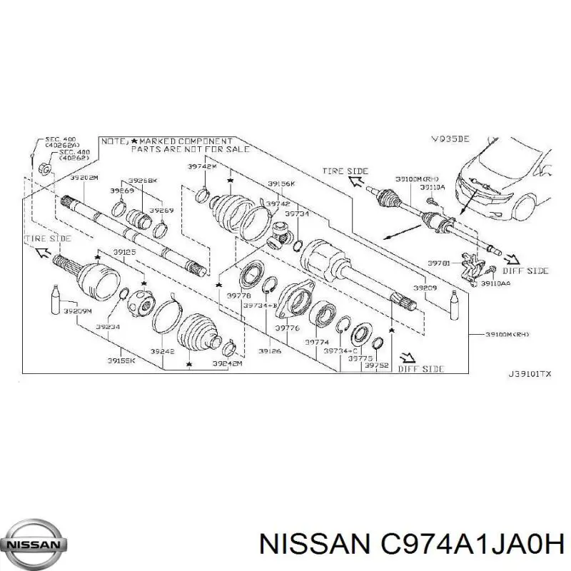  Fuelle, árbol de transmisión delantero interior para Nissan Teana J32