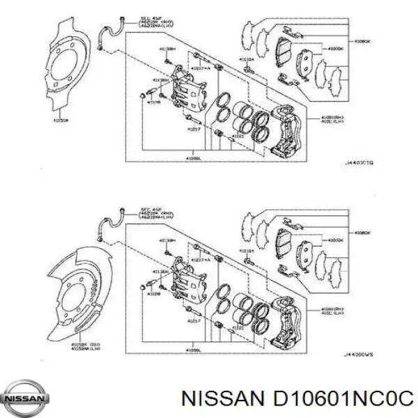 D10601NC0C Nissan pastillas de freno delanteras