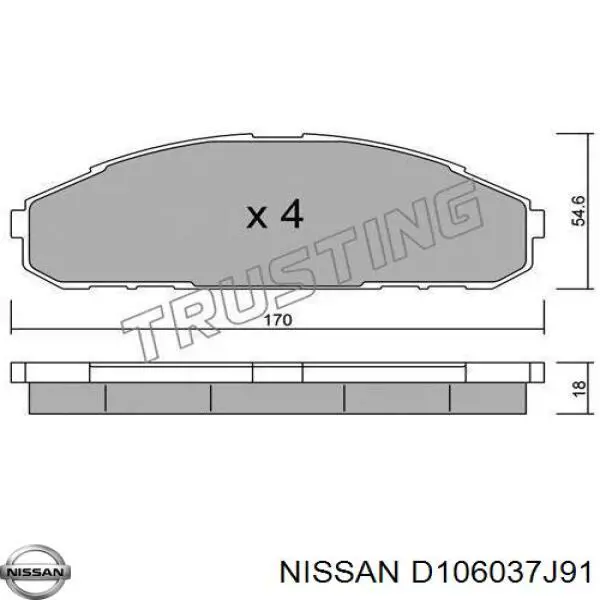 D106037J91 Nissan pastillas de freno delanteras