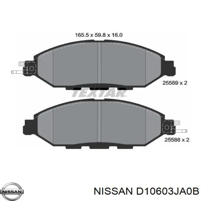 D10603JA0B Nissan pastillas de freno delanteras