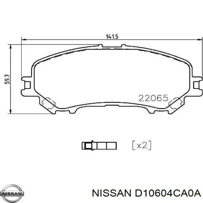 D10604CA0A Nissan pastillas de freno delanteras