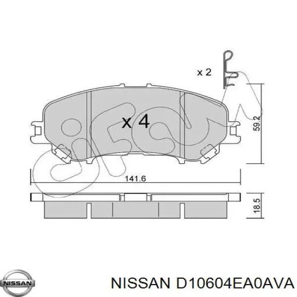 D10604EA0AVA Nissan pastillas de freno delanteras